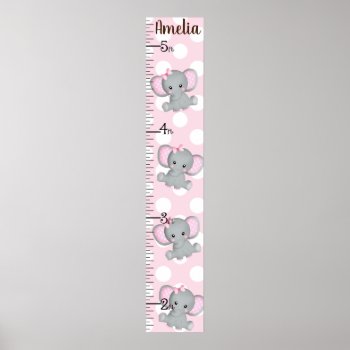Girl Elephants Growth Chart Any Color Keep At 8x44 by Personalizedbydiane at Zazzle