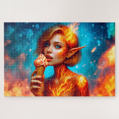 Girl  elf  fire  ice cream dessert soft fantasy  jigsaw puzzle