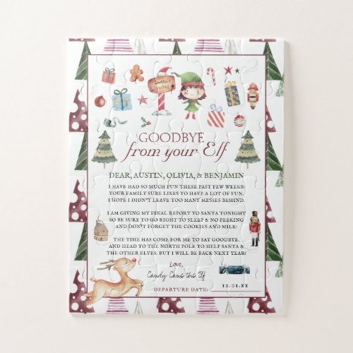 Girl Elf  Kids Christmas Elf Goodbye Letter Jigsaw Puzzle