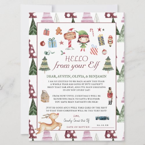 Girl Elf  Kids Christmas Elf Hello Letter