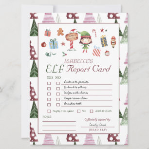 Girl Elf Kids Christmas Elf Report Card