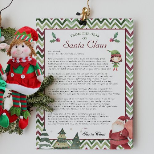 Girl Elf  Retirement Letter Christmas Santas Desk Invitation
