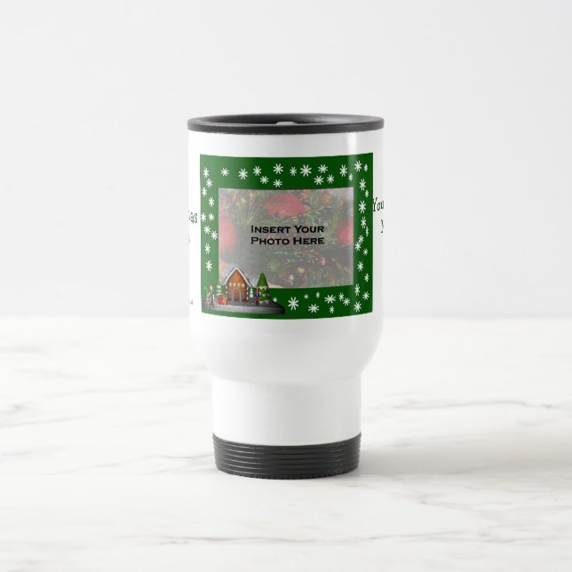Girl Elf Scene Christmas Photo Travel Mug (Center)