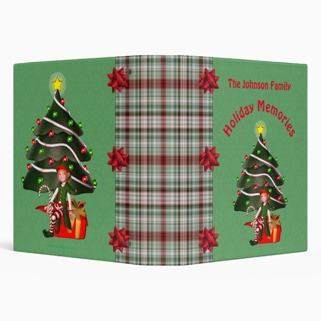 Girl Elf Tree Holiday Christmas Personalized   3 Ring Binder (Background)