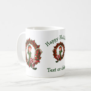 Girl Elf Wreath Personalized Christmas Holiday  Coffee Mug