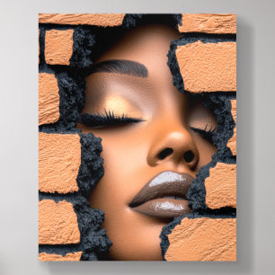 Girl Emerging Through Broken Brick Wall Acrylic Photo Tile