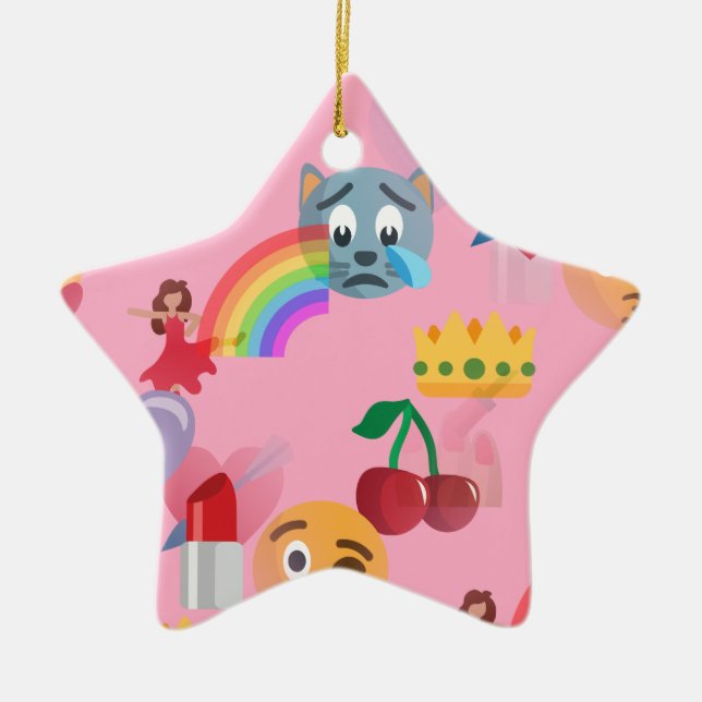 girl emoji ceramic ornament (Front)