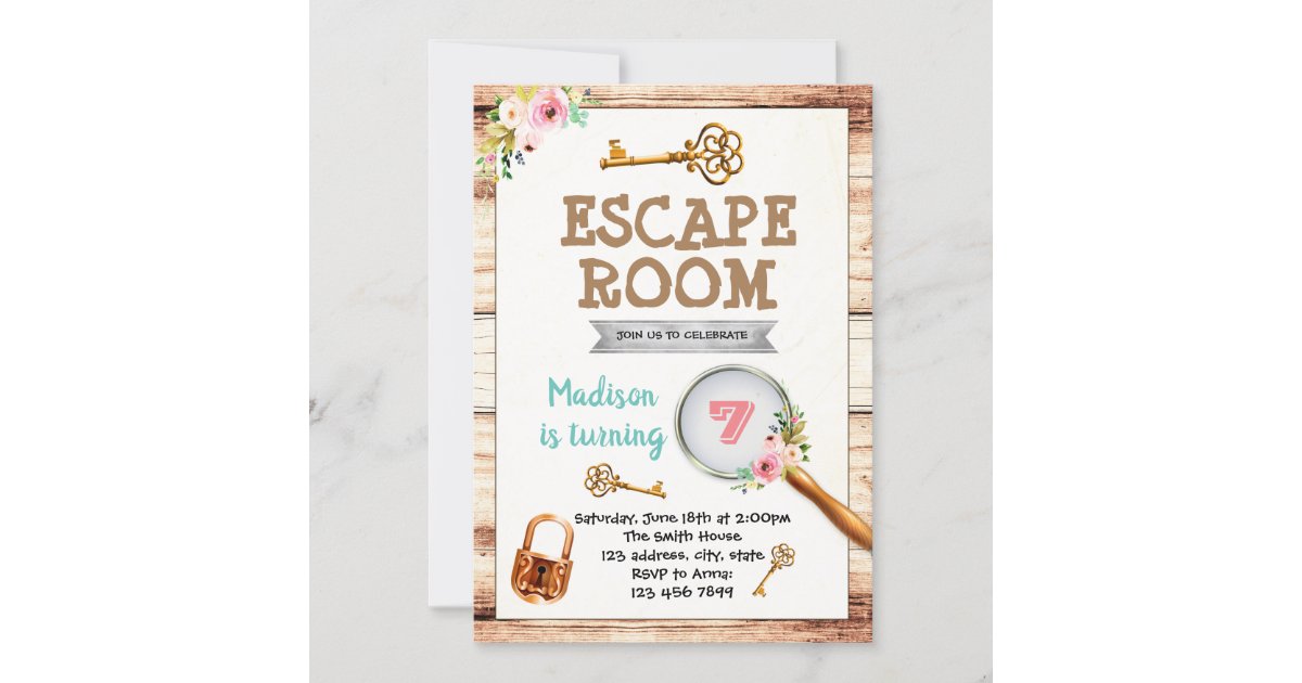 Girl escape room party invitation | Zazzle