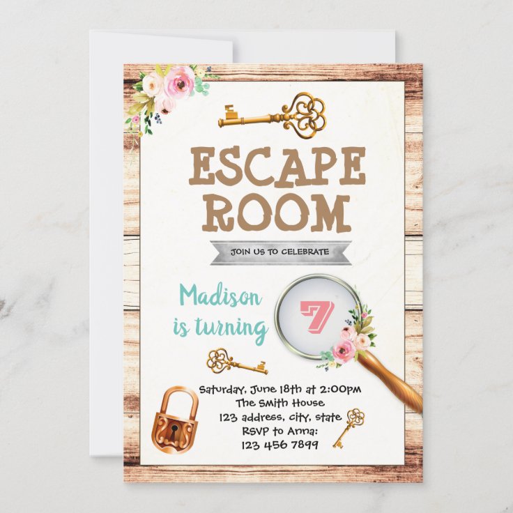 Girl Escape Room Party Invitation 