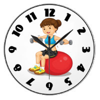 Girl Exercising With Weights Clock