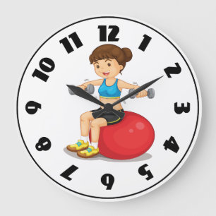 Girl Exercising With Weights Clock
