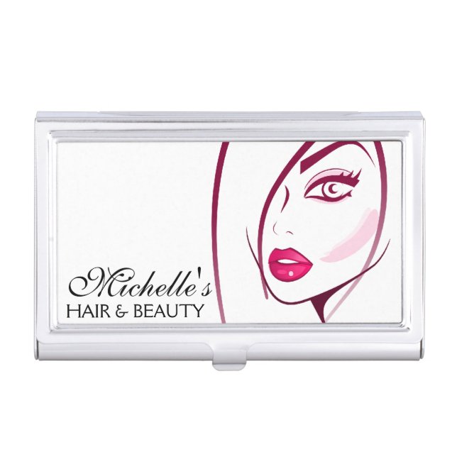 Girl Face Beautician Make-up artist Business Card Holder (Front)