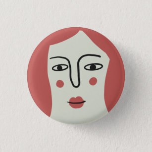 Girl face illustration button