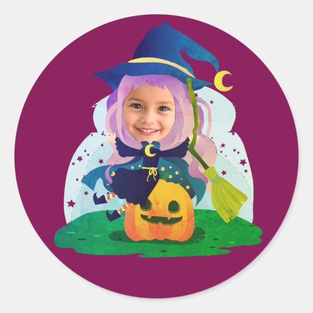 Girl Face Personalized Classic Round Sticker (Front)