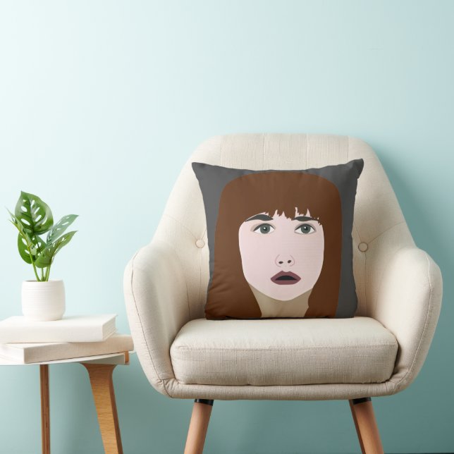 Girl Face Portrait Throw Pillow (Chair)