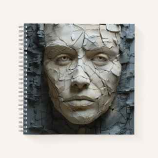 Girl Face Protruding From The Old Plaster Female Notebook