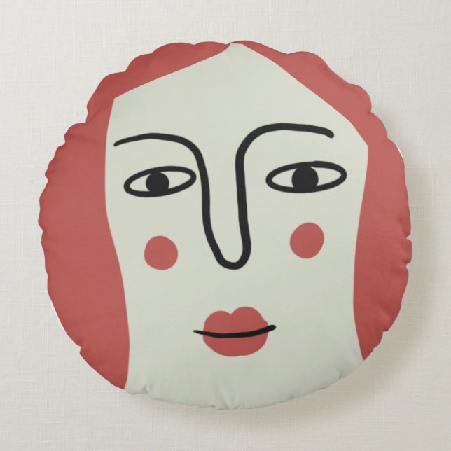 Girl face round pillow (Front)