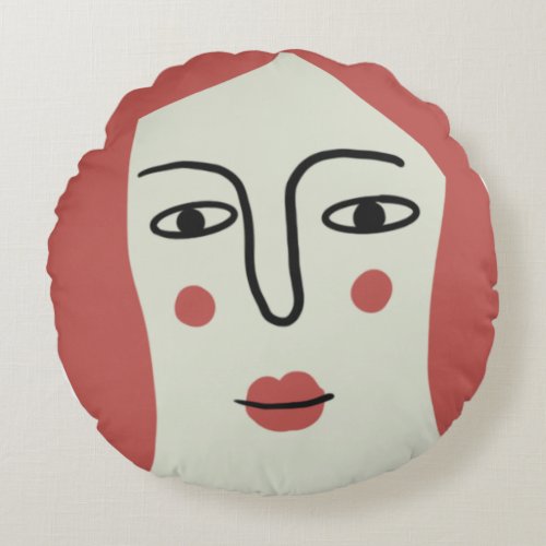 Girl face round pillow