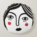 Girl Face Round Pillow at Zazzle