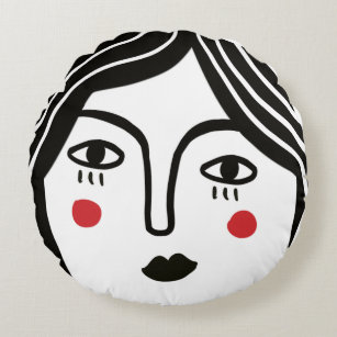 Girl face round pillow