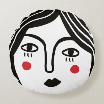 Girl Face Round Pillow by Riadesignstore at Zazzle