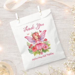 Girl Fairy First Birthday Cute Pink Watercolor Favor Bag