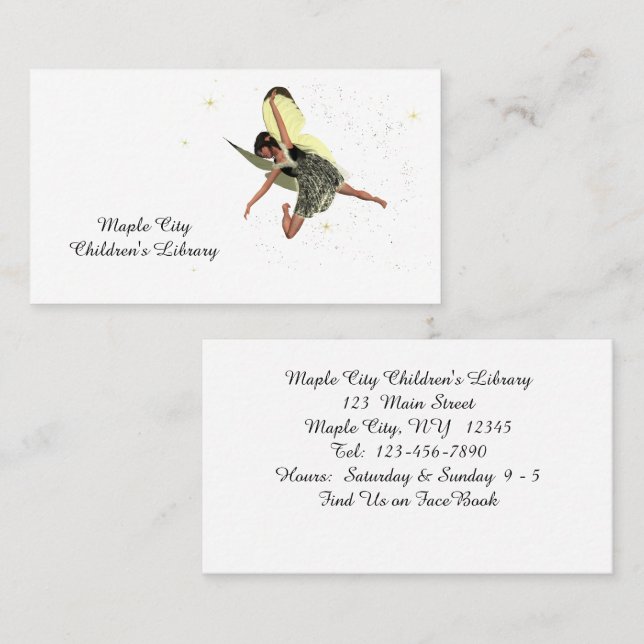 Girl Fairy With Yellow Wings Business Card (Front/Back)