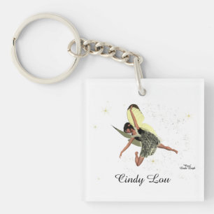 Girl Fairy With Yellow Wings Keychain