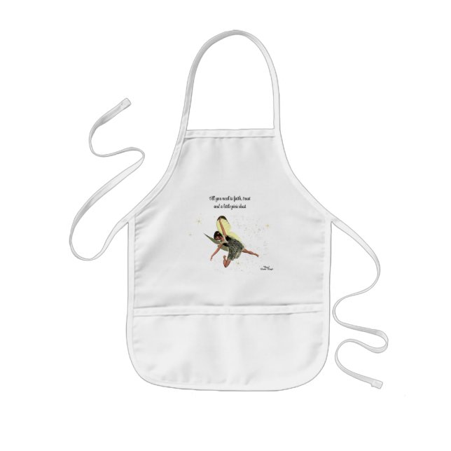 Girl Fairy With Yellow Wings Kids Pocket Apron (Front)
