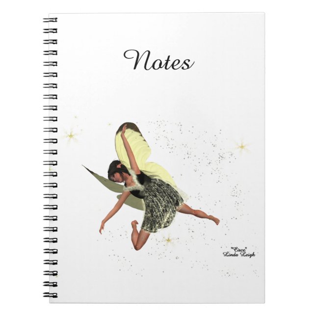 Girl Fairy With Yellow Wings Spiral Notebook (Front)