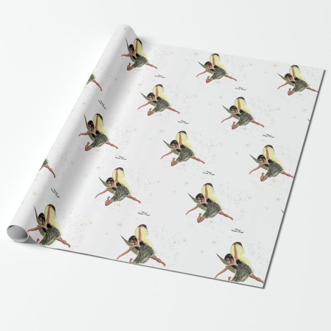 Girl Fairy With Yellow Wings Wrapping Paper (Unrolled)