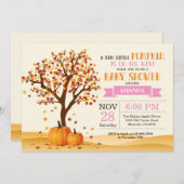 Girl Fall Baby Shower Invitation Card Trees Leaves (Front/Back)