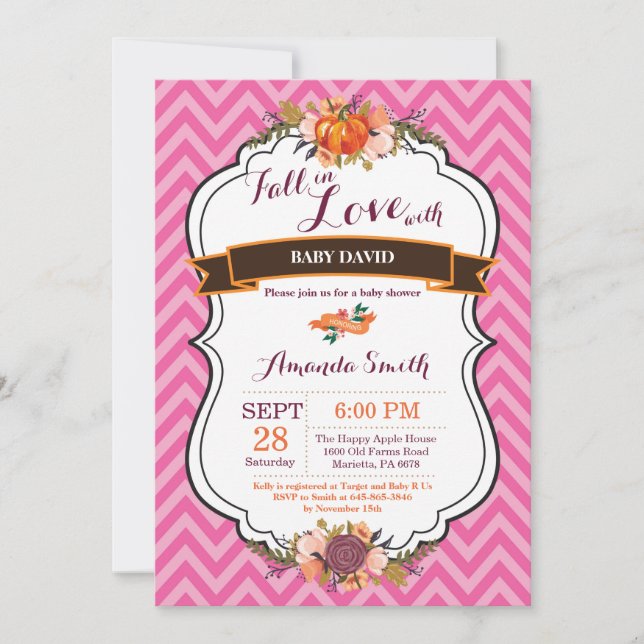 Girl Fall in Love Pumpkin Baby Shower Invitation (Front)