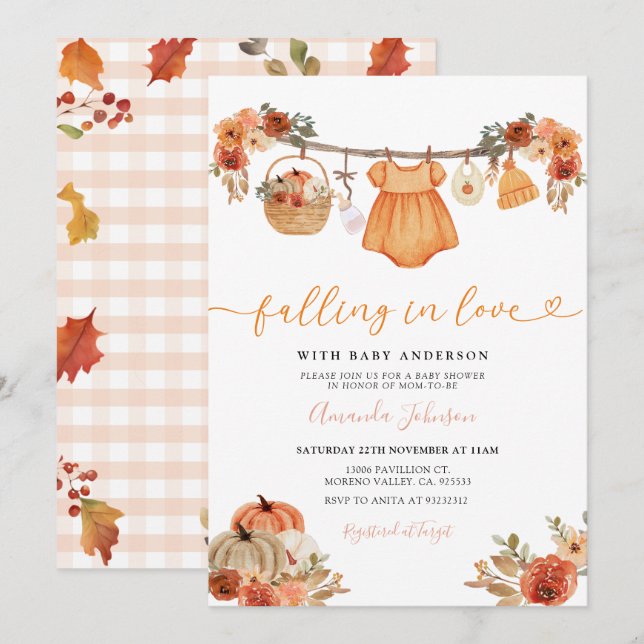 Girl Falling In Love Clothes Baby Shower Invitation (Front/Back)