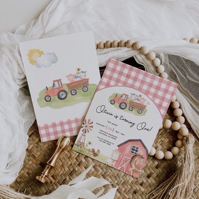 Girl Farm Animals Barnyard Birthday Invitation (Creator Uploaded)