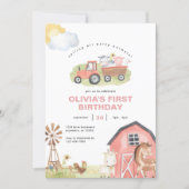 Girl Farm Animals Barnyard Birthday Party Invitation | Zazzle