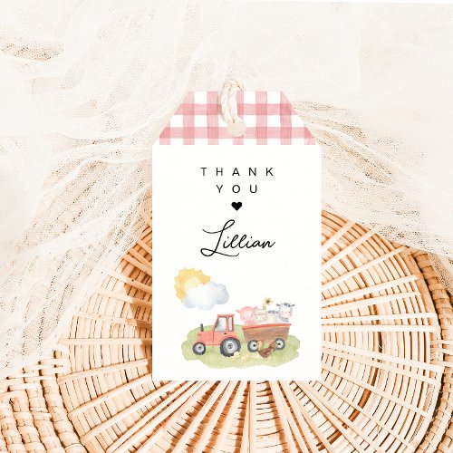 Girl Farm Animals Thank You Gift Tags