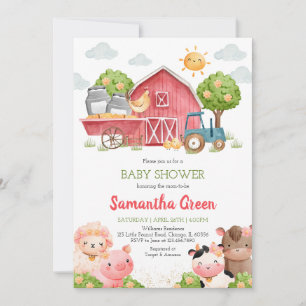 Girl Farm Baby Shower Invitation