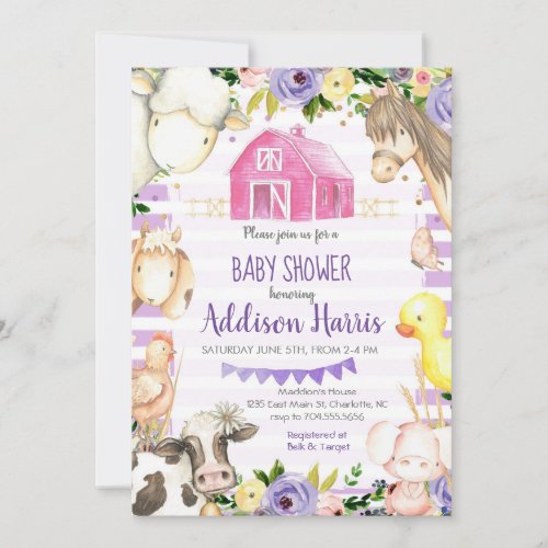 Girl Farm Baby shower Invitation