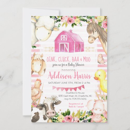 Girl Farm Baby shower Invitation