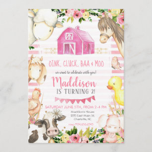 Girl Farm Birthday Invitation