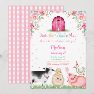 Girl Farm Birthday Invitation