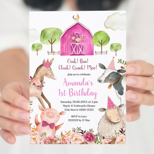 Girl Farm Birthday invitation