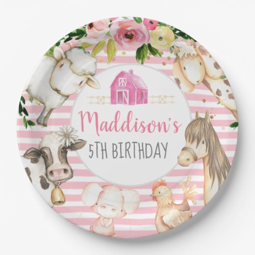 Girl Farm Birthday Stickers Farm Favors Paper Plates