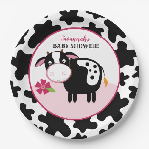 Girl Farm Cow Baby Shower Paper Plates