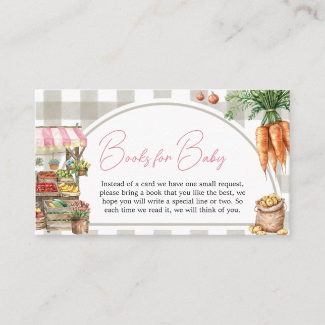 Girl Farmers Market Locally Grown Books for Baby Enclosure Card (Front)