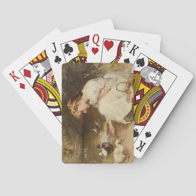 Girl Feeding Ducks (by Frederick Morgan) Poker Cards (Back)