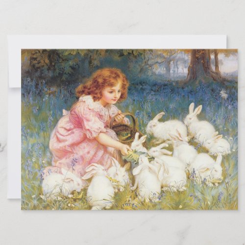 Girl Feeding the Rabbits by Frederick Morgan Card