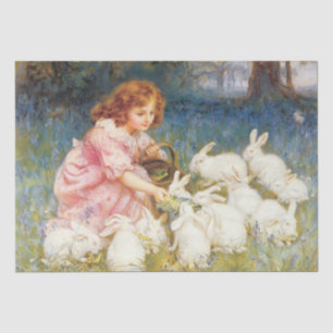 Girl Feeding the Rabbits (by Frederick Morgan) Tissue Paper