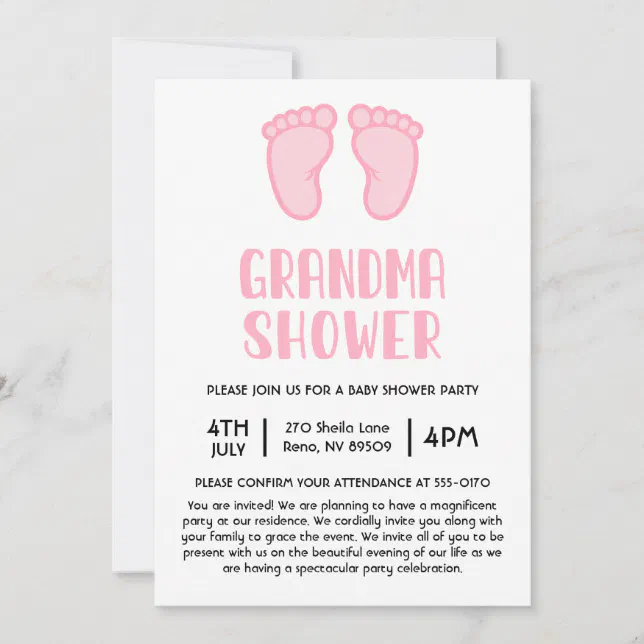 Grandma baby shower fashion invitations